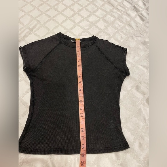 Zara Black Ribbed Size Small Top - Picture 6 of 7